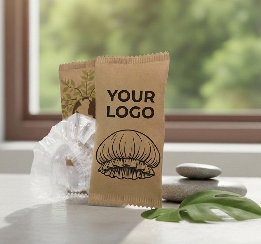 Hotel shower cap with logo (Brown BOJA collection)/1.000ks
